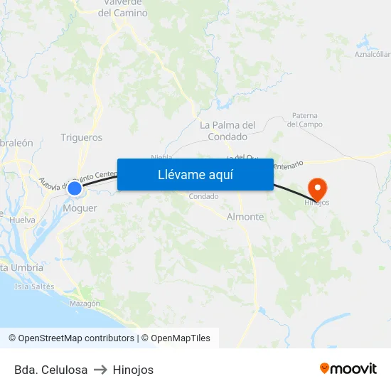 Bda. Celulosa to Hinojos map