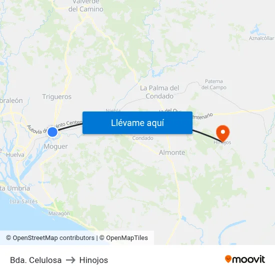 Bda. Celulosa to Hinojos map