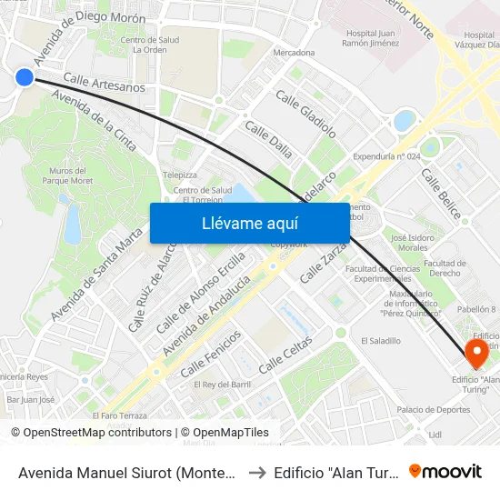 Avenida Manuel Siurot (Montessori) to Edificio "Alan Turing" map