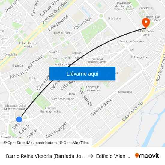 Barrio Reina Victoria (Barriada José Antonio) to Edificio "Alan Turing" map