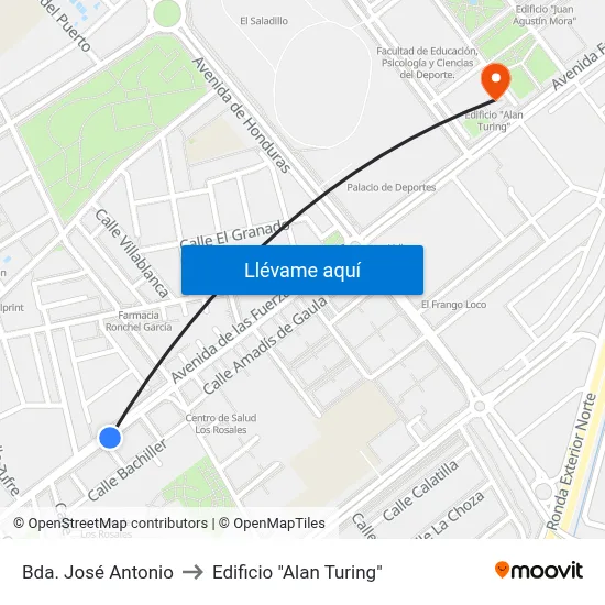 Bda. José Antonio to Edificio "Alan Turing" map