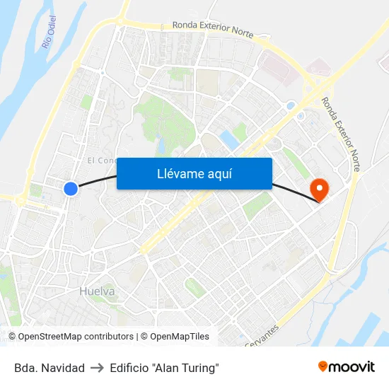 Bda. Navidad to Edificio "Alan Turing" map