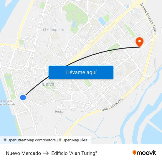 Nuevo Mercado to Edificio "Alan Turing" map