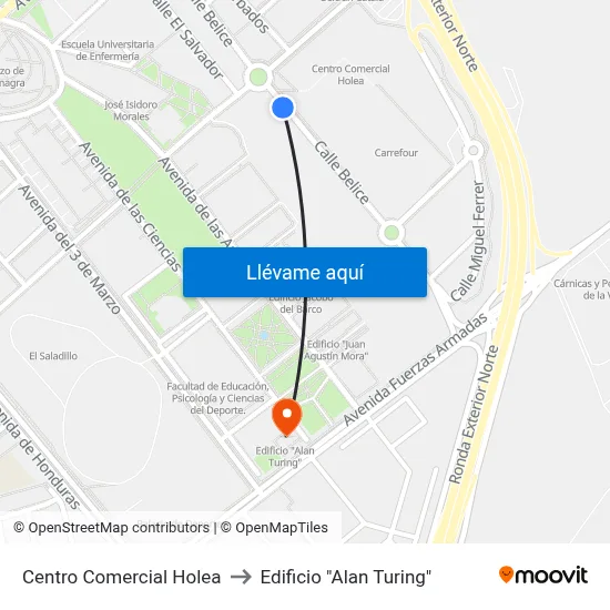 Centro Comercial Holea to Edificio "Alan Turing" map