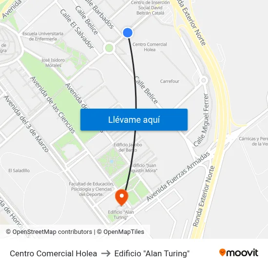 Centro Comercial Holea to Edificio "Alan Turing" map