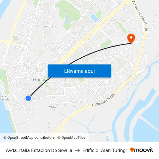 Avda. Italia Estación De Sevilla to Edificio "Alan Turing" map