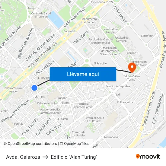 Avda. Galaroza to Edificio "Alan Turing" map