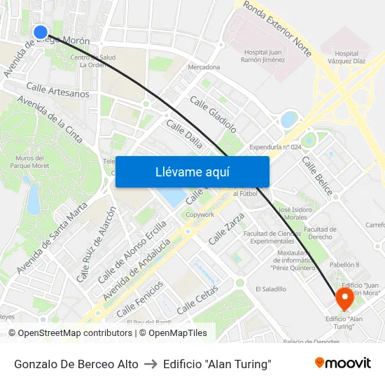 Gonzalo De Berceo Alto to Edificio "Alan Turing" map