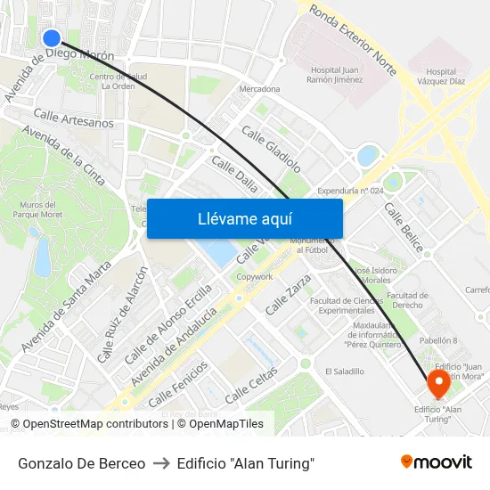 Gonzalo De Berceo to Edificio "Alan Turing" map