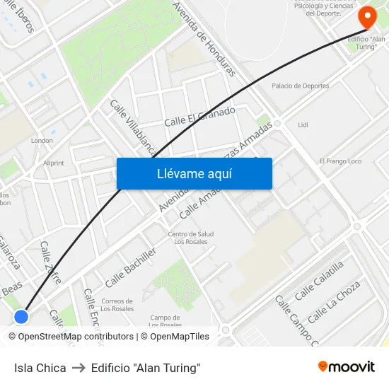 Isla Chica to Edificio "Alan Turing" map