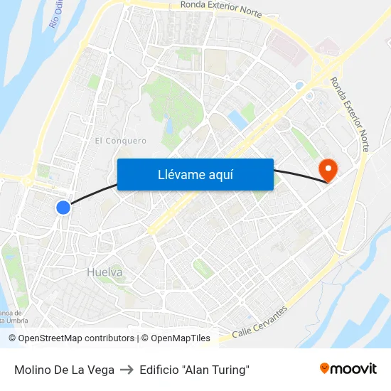 Molino De La Vega to Edificio "Alan Turing" map