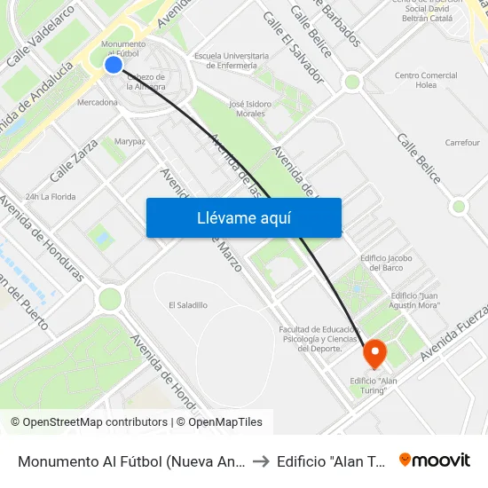 Monumento Al Fútbol (Nueva Andalucía) to Edificio "Alan Turing" map