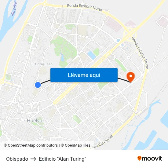 Obispado to Edificio "Alan Turing" map