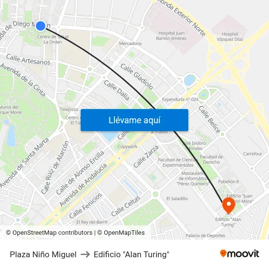 Plaza Niño Miguel to Edificio "Alan Turing" map