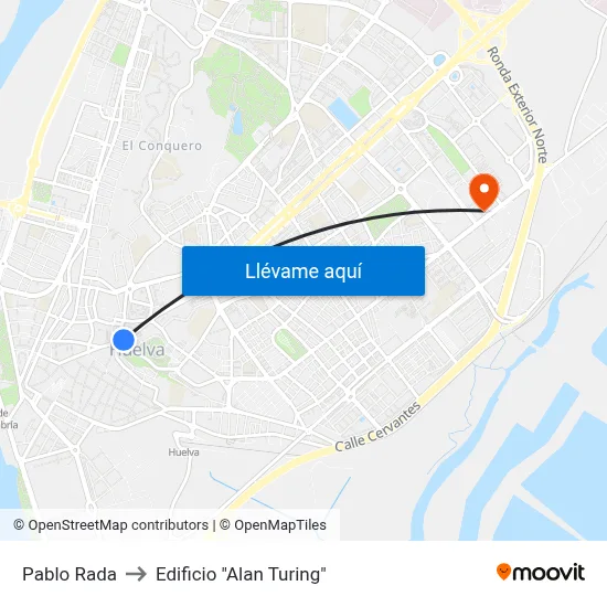 Pablo Rada to Edificio "Alan Turing" map