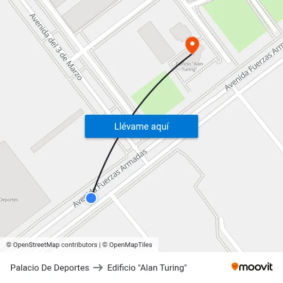 Palacio De Deportes to Edificio "Alan Turing" map