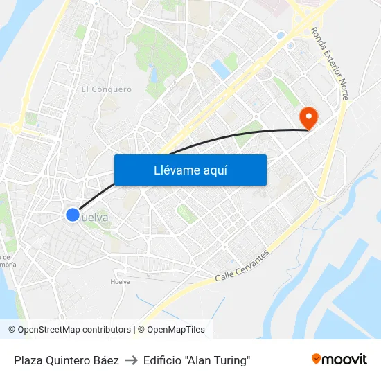 Plaza Quintero Báez to Edificio "Alan Turing" map