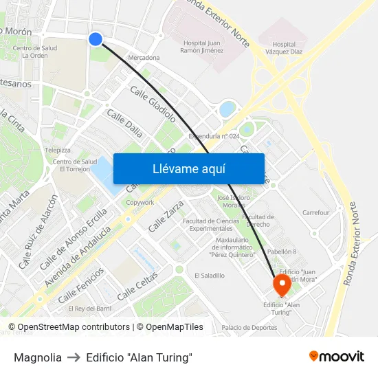 Magnolia to Edificio "Alan Turing" map