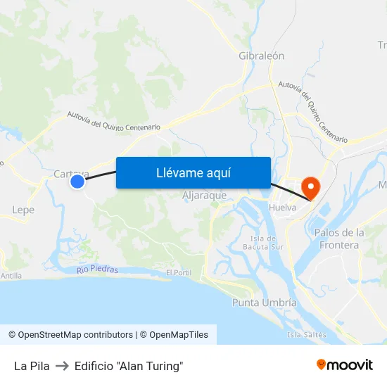 La Pila to Edificio "Alan Turing" map