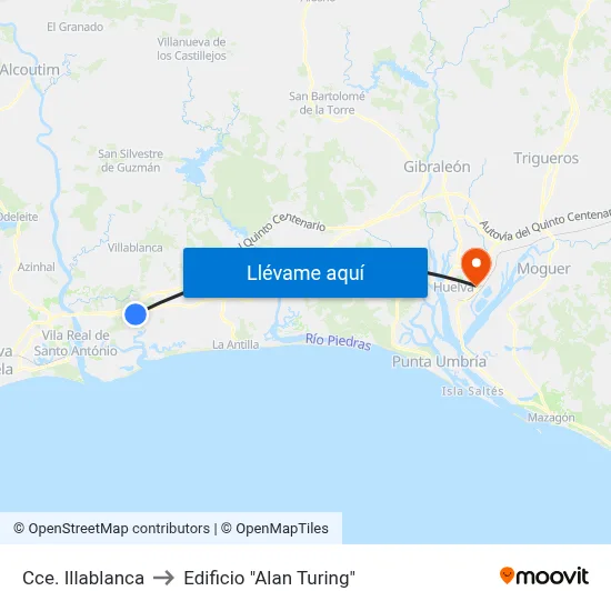 Cce. Illablanca to Edificio "Alan Turing" map