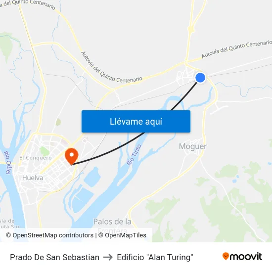 Prado De San Sebastian to Edificio "Alan Turing" map
