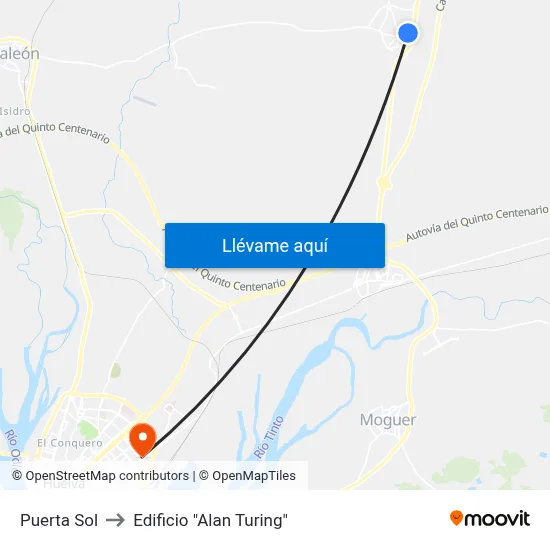Puerta Sol to Edificio "Alan Turing" map
