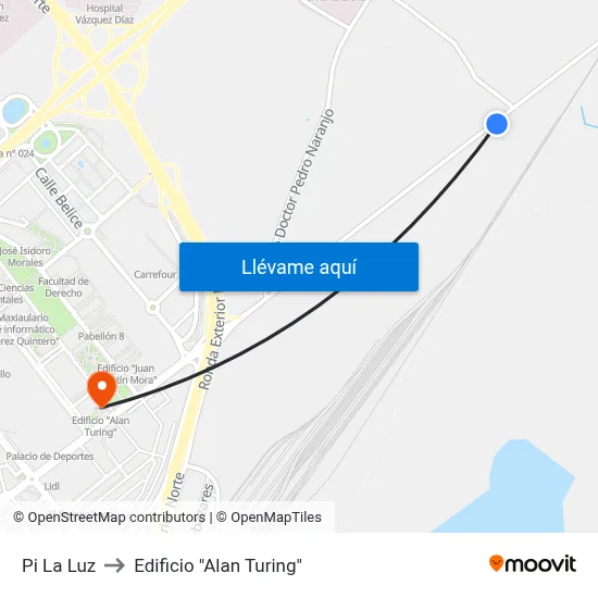 Pi La Luz to Edificio "Alan Turing" map