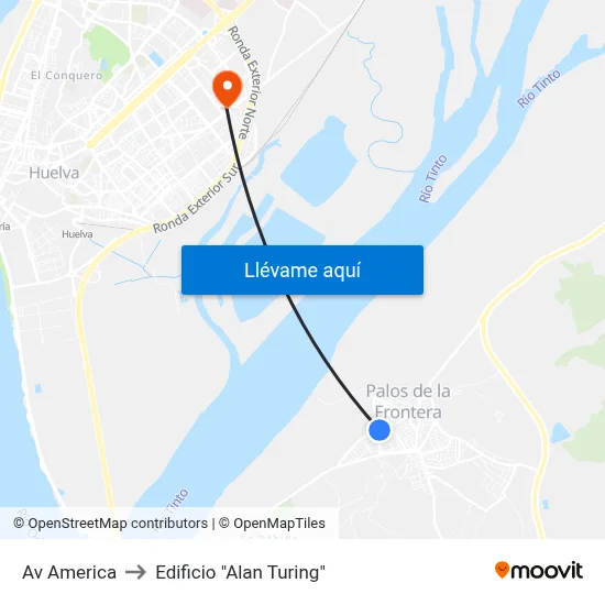 Av America to Edificio "Alan Turing" map