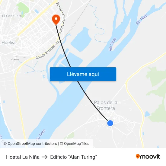 Hostal La Niña to Edificio "Alan Turing" map