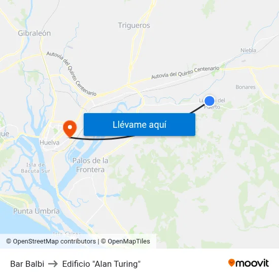 Bar Balbi to Edificio "Alan Turing" map