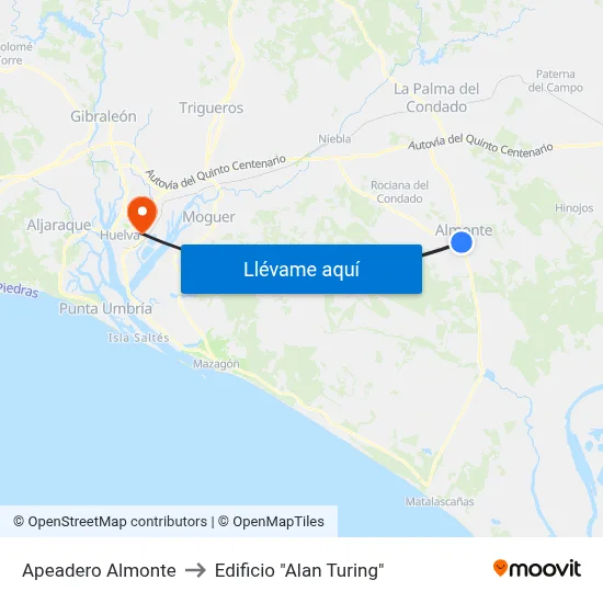 Apeadero Almonte to Edificio "Alan Turing" map