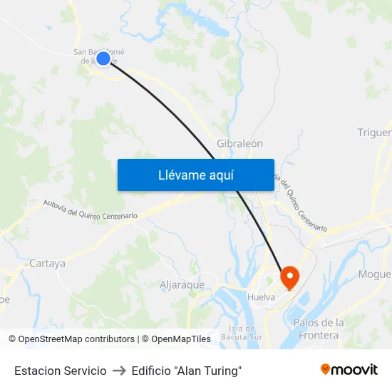 Estacion Servicio to Edificio "Alan Turing" map