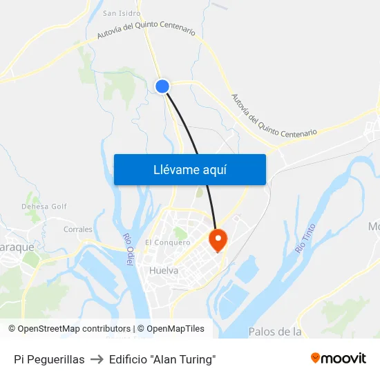 Pi Peguerillas to Edificio "Alan Turing" map