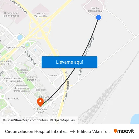 Circunvalacion Hospital Infanta Elena to Edificio "Alan Turing" map