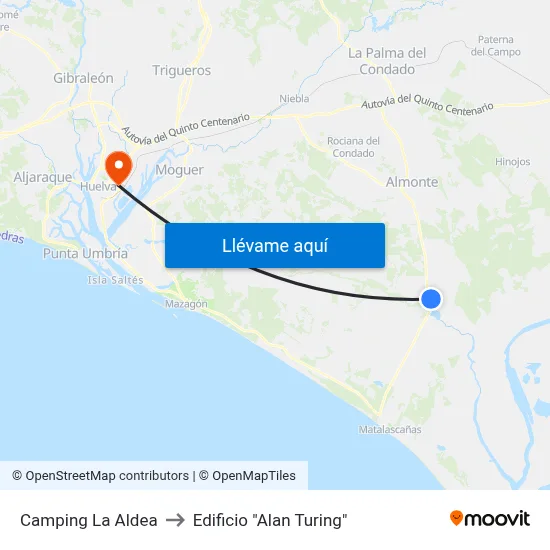 Camping La Aldea to Edificio "Alan Turing" map