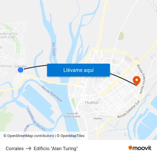 Corrales to Edificio "Alan Turing" map