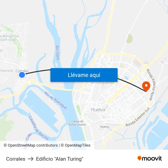 Corrales to Edificio "Alan Turing" map