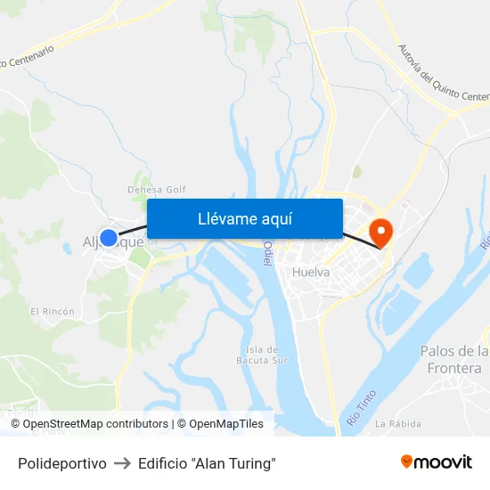 Polideportivo to Edificio "Alan Turing" map