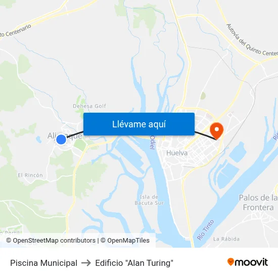 Piscina Municipal to Edificio "Alan Turing" map