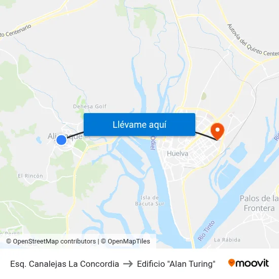 Esq. Canalejas La Concordia to Edificio "Alan Turing" map