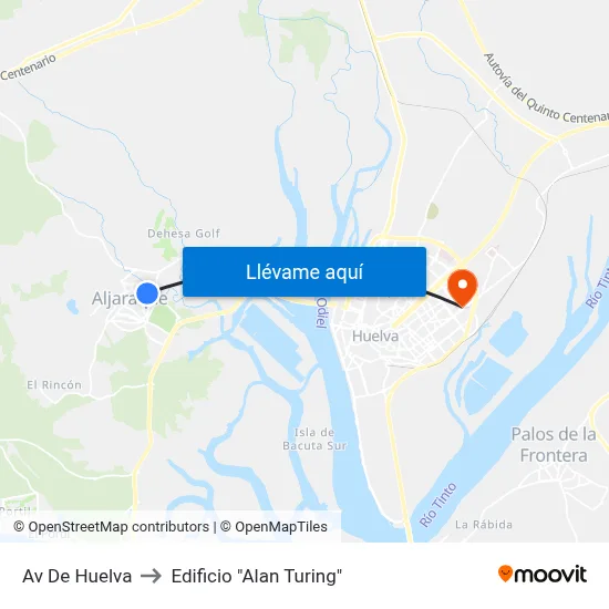 Av De Huelva to Edificio "Alan Turing" map