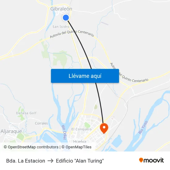 Bda. La Estacion to Edificio "Alan Turing" map