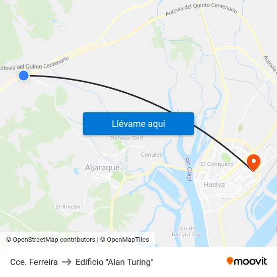 Cce. Ferreira to Edificio "Alan Turing" map