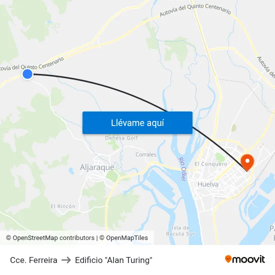 Cce. Ferreira to Edificio "Alan Turing" map
