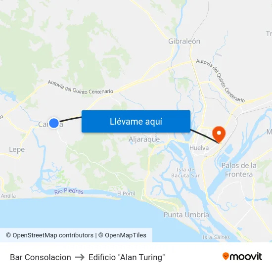Bar Consolacion to Edificio "Alan Turing" map