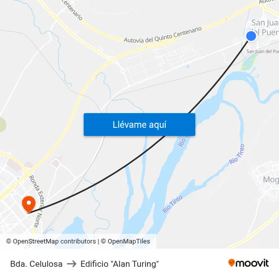 Bda. Celulosa to Edificio "Alan Turing" map