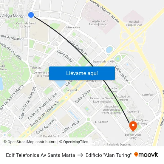 Edif Telefonica Av Santa Marta to Edificio "Alan Turing" map