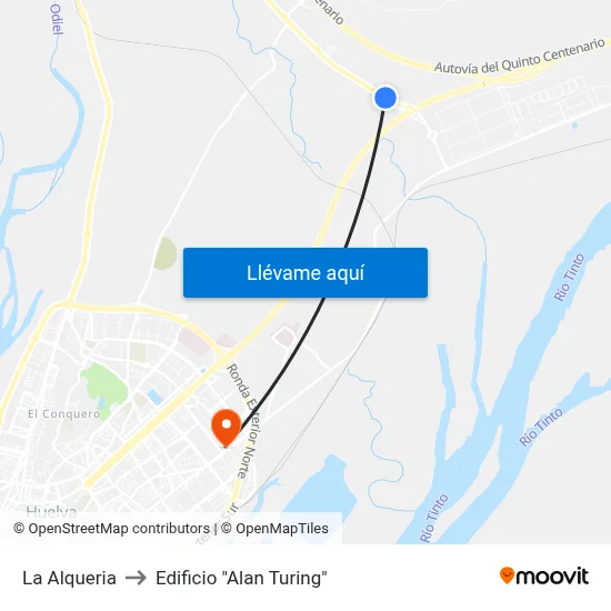 La Alqueria to Edificio "Alan Turing" map