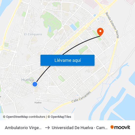 Ambulatorio Virgen De La Cinta to Universidad De Huelva - Campus De El Carmen map