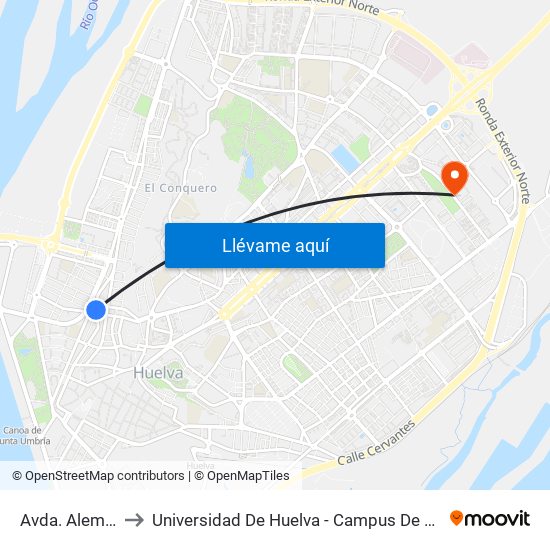 Avda. Alemania to Universidad De Huelva - Campus De El Carmen map